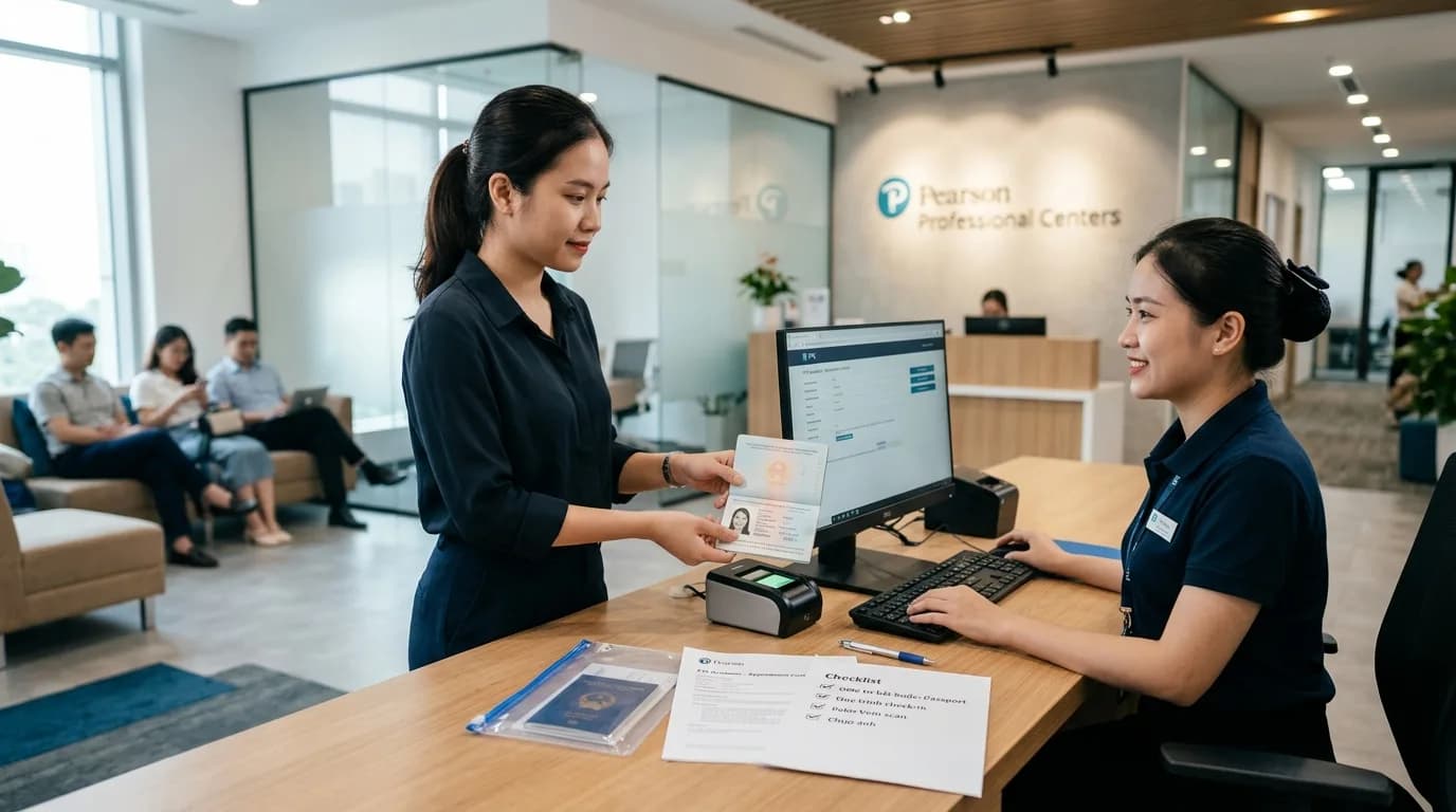 Giấy tờ thi PTE gồm những gì và quy trình check-in chuẩn Pearson 2024?